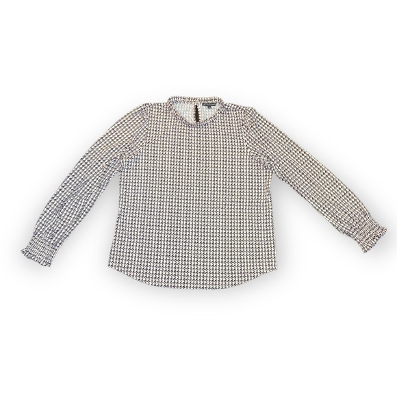 Adrianna Papell houndstooth blush/cream and black blouse size L - Picture 1 of 8